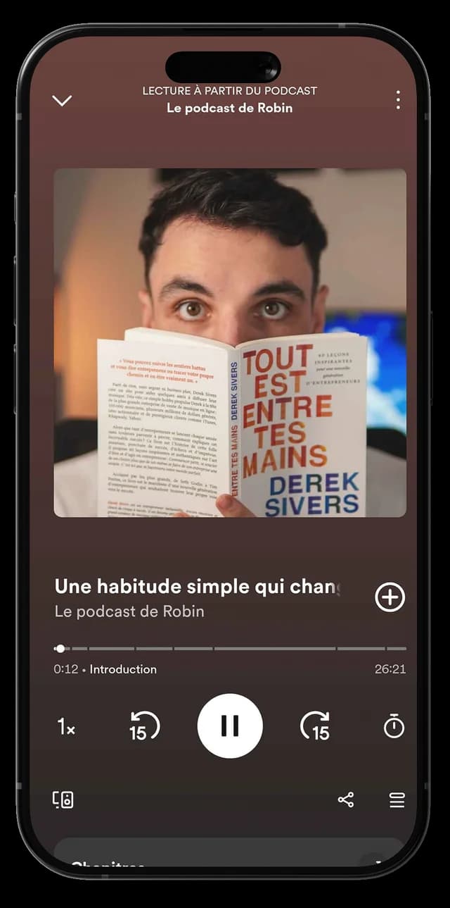 Le Podcast de Robin en cours de lecture sur un iPhone