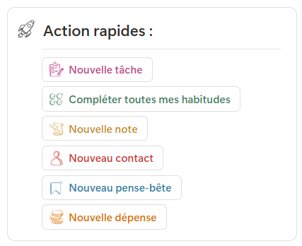 Actions rapides dans le Second Cerveau